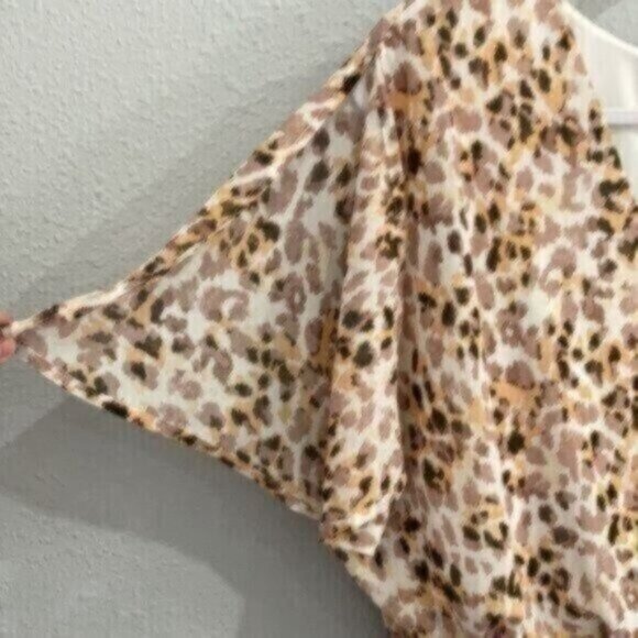 EVRI Animal Print Boho Contemporary Neutral Midi High Low Dress - Picture 6 of 11